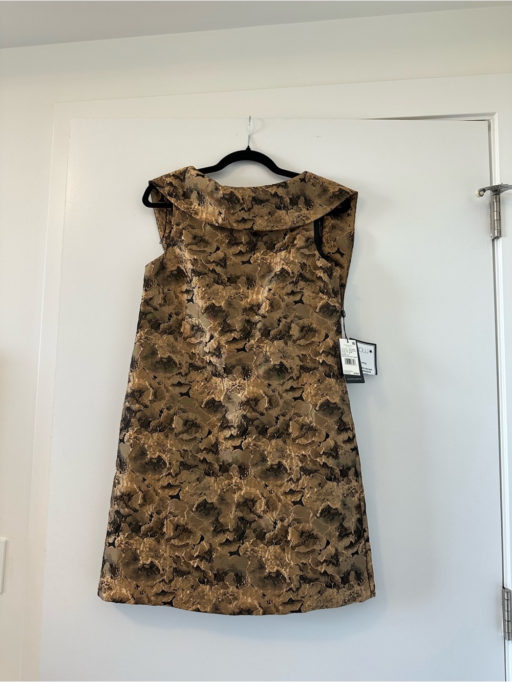 Adrianna Papell Brown Floral Jacquard A-Line Mini Dress